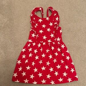 Carter's Red Dress with White Star Print and Ruffle Shoulders